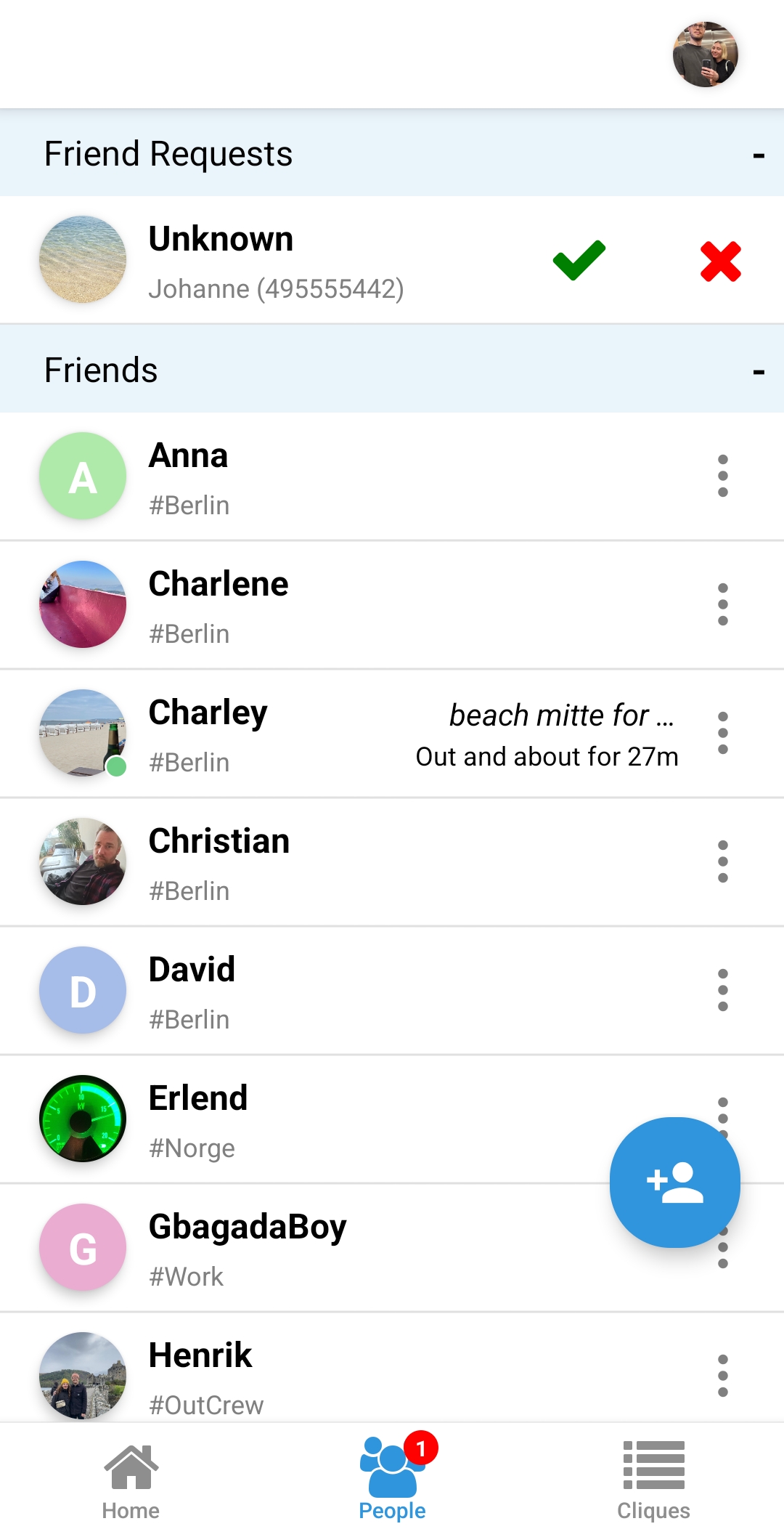Create friend cliques